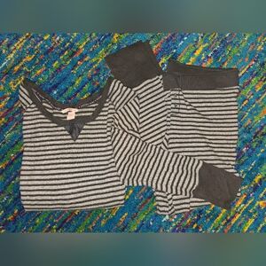 Victoria Secret long john pajamas gray‎ colors size LG great condition.